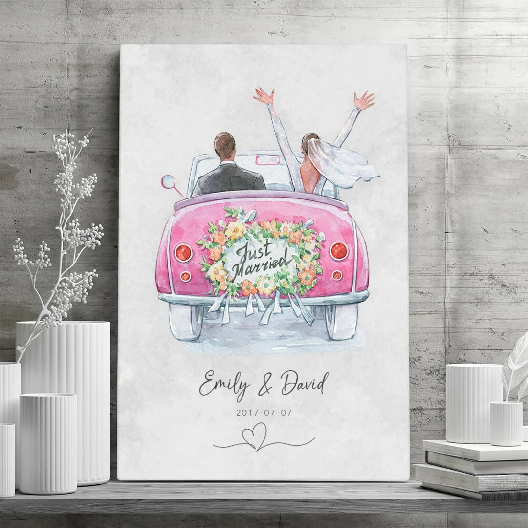 Just married - Personalized Custom Canvas