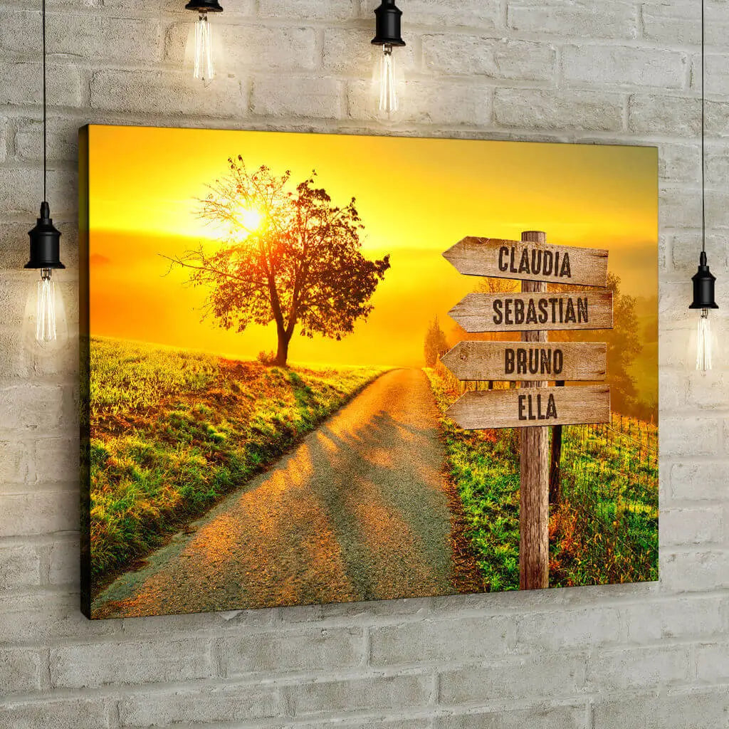 Sunset - Signpost - Personalized Custom Canvas