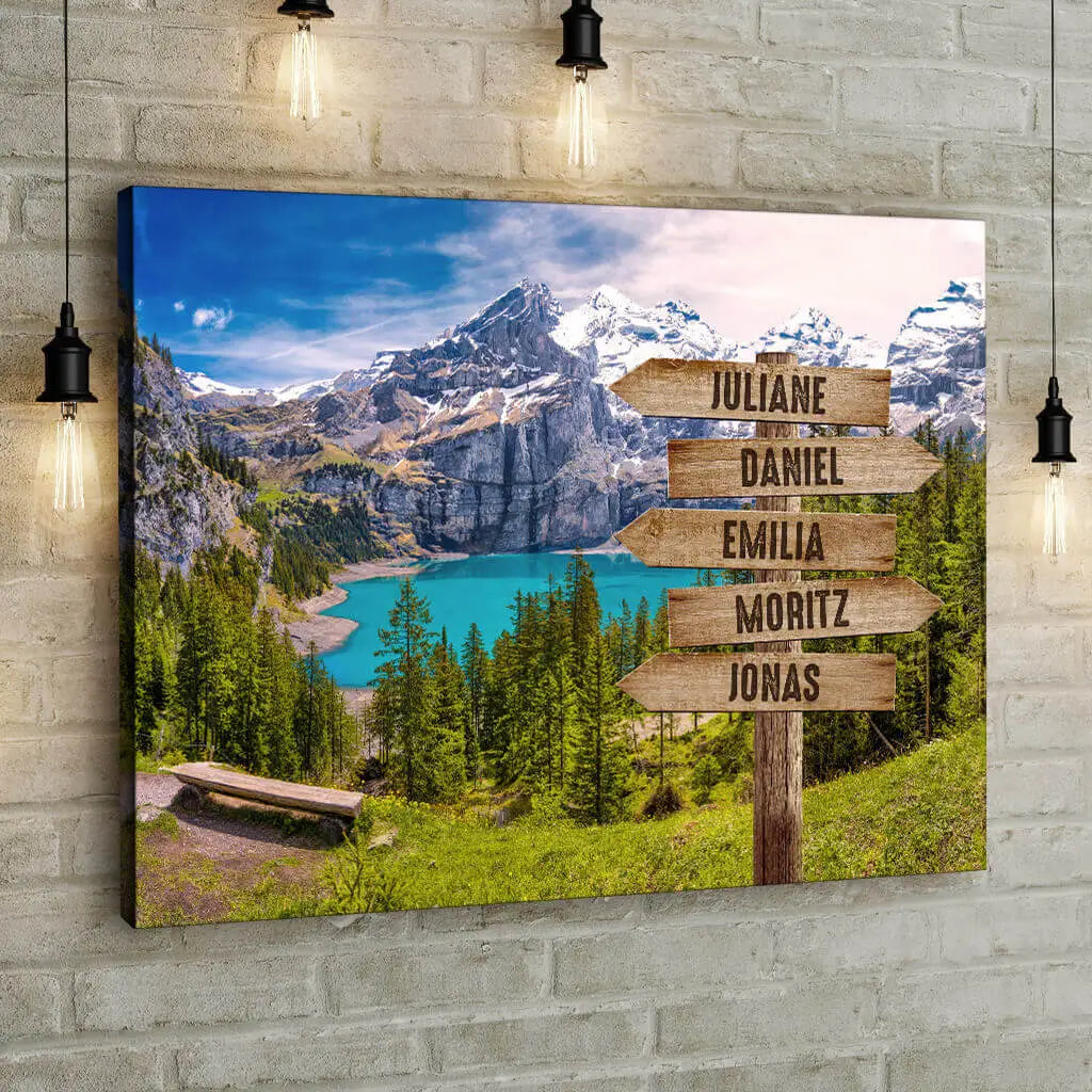 Mountainview - Signpost - Personalized Custom Canvas