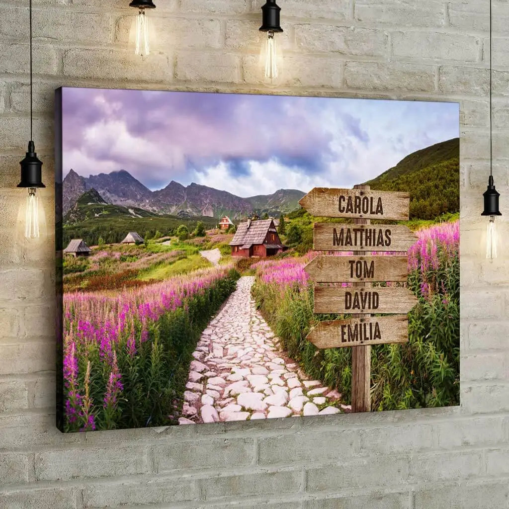 Mountain Path - Signpost - Personalized Custom Canvas