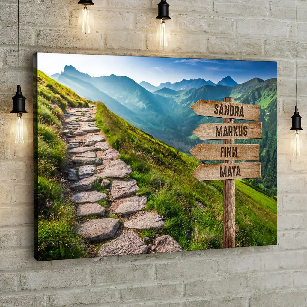 Mountain Path - Signpost - Personalized Custom Canvas