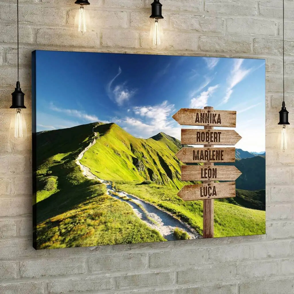 Green Hills - Signpost - Personalized Custom Canvas