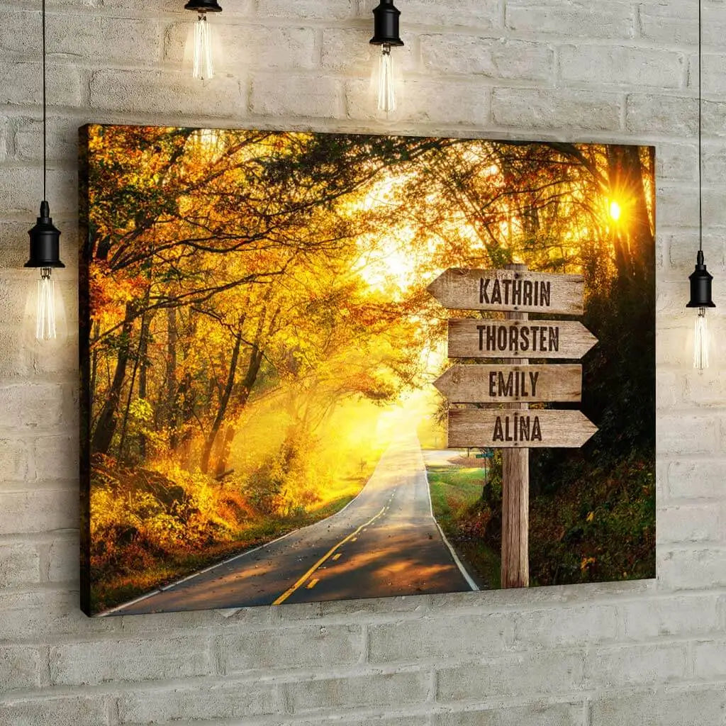 Automn Road - Signpost - Personalized Custom Canvas