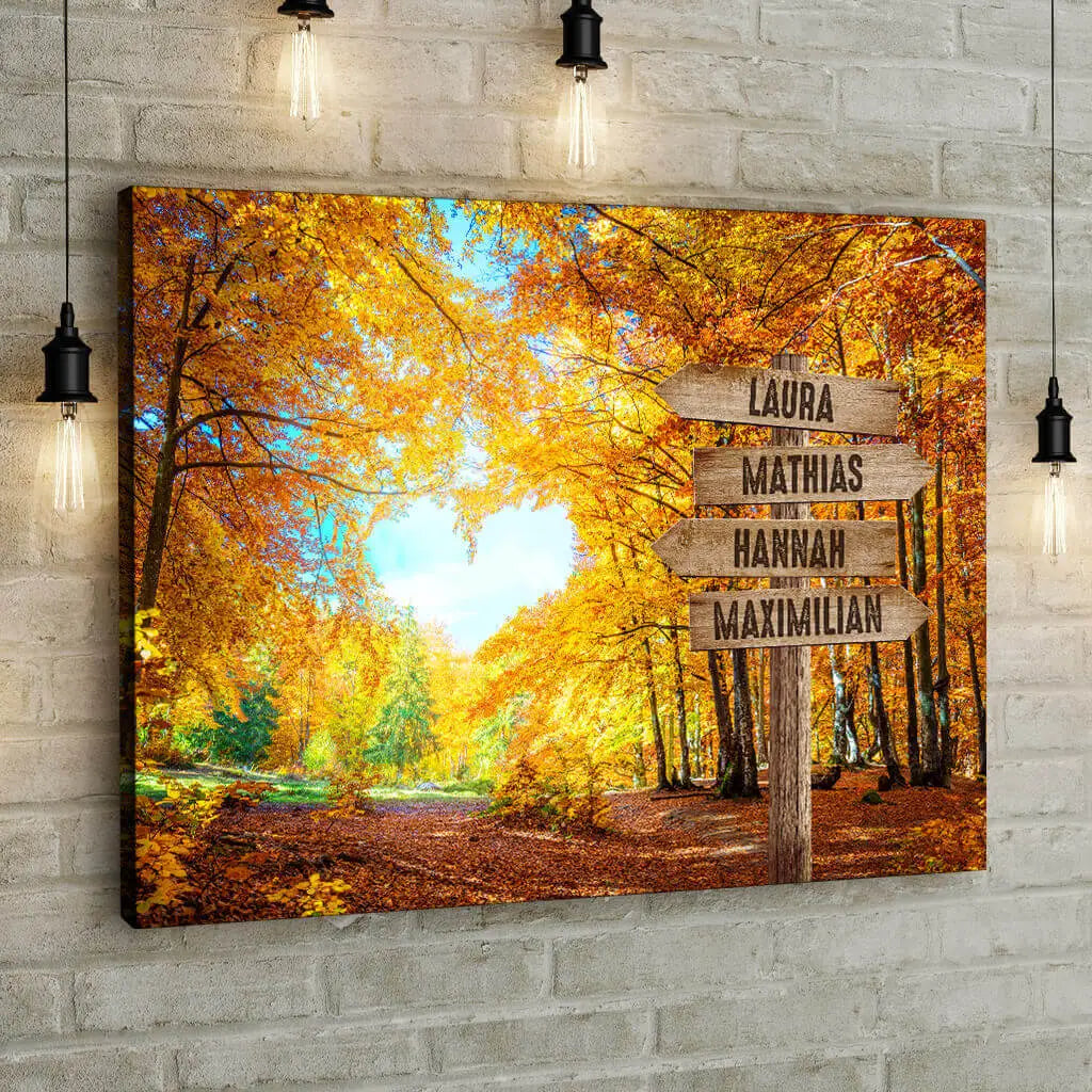 Autumn Forest - Signpost - Personalized Custom Canvas