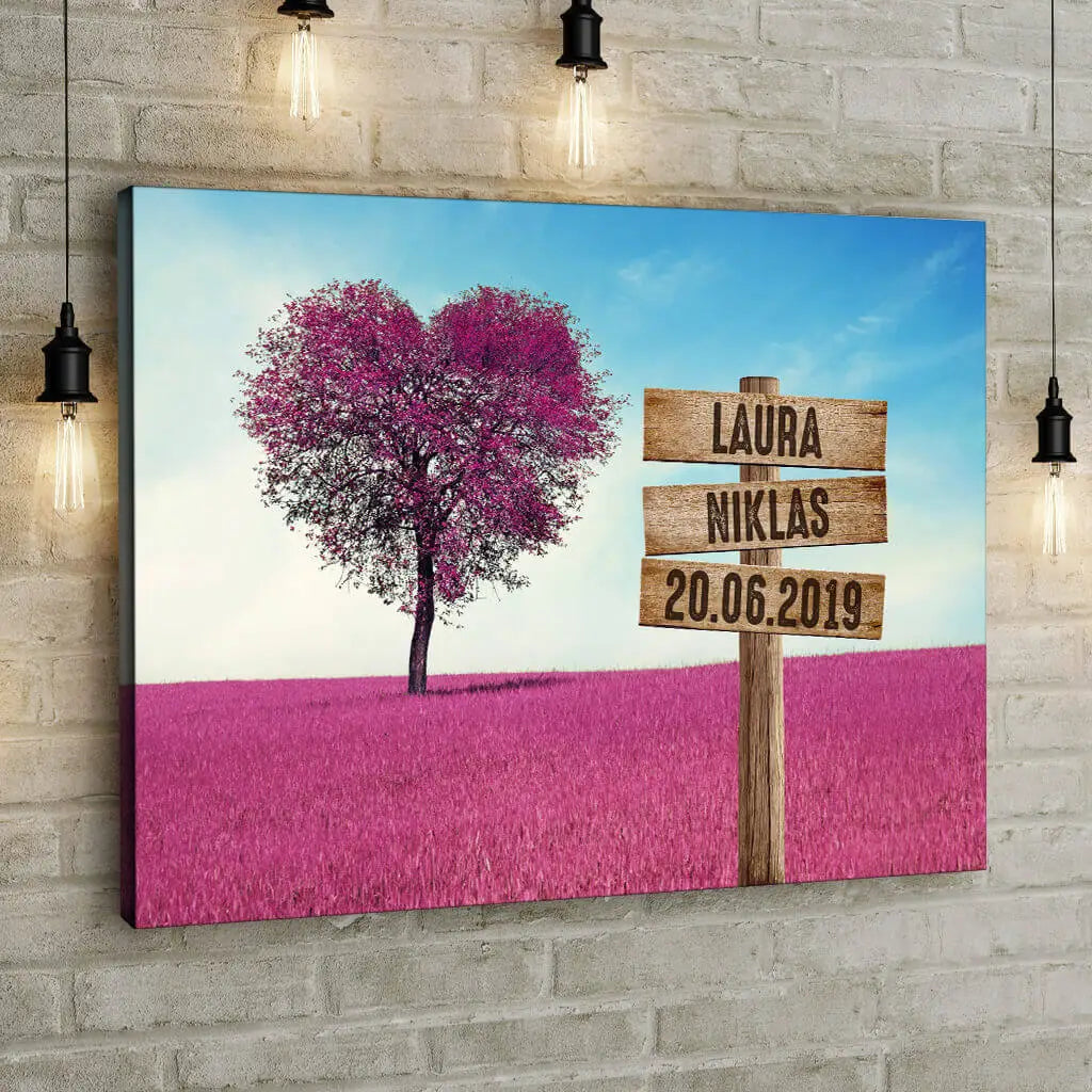 Heart Tree - Signpost - Personalized Custom Canvas