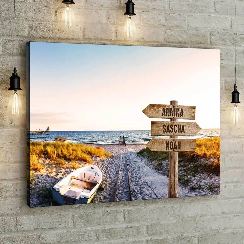 Ocean View - Signpost - Personalized Custom Canvas