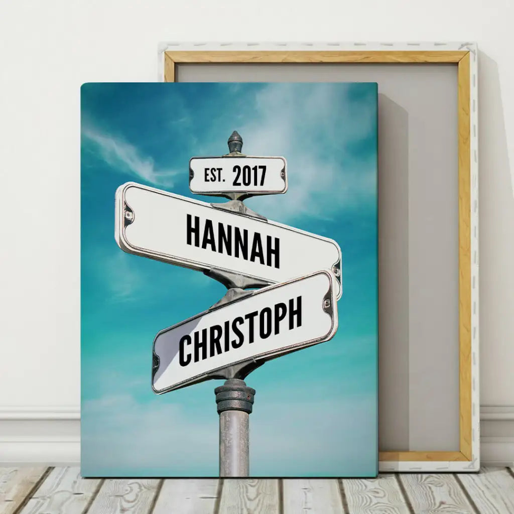 Vintage Street Sign for Couples - Personalized Custom Canvas