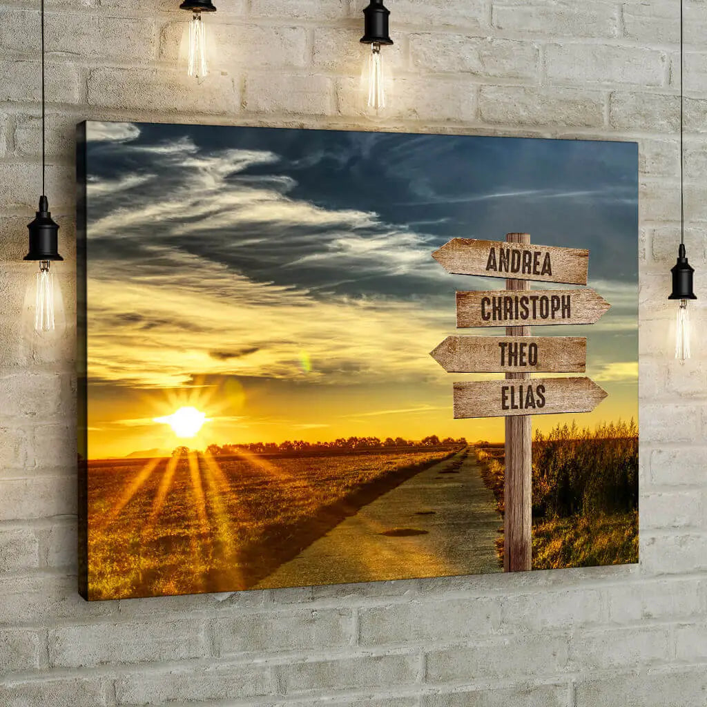 Sunset - Signpost - Personalized Custom Canvas