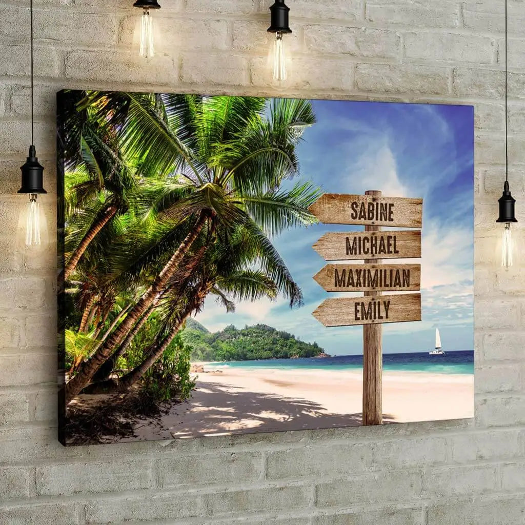 Beach - Signpost - Personalized Custom Canvas