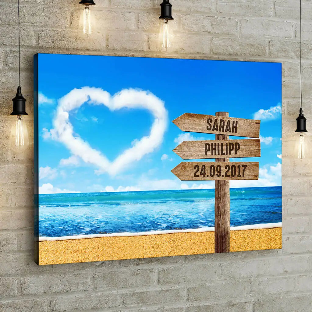 Cloud Heart - Signpost - Personalized Custom Canvas