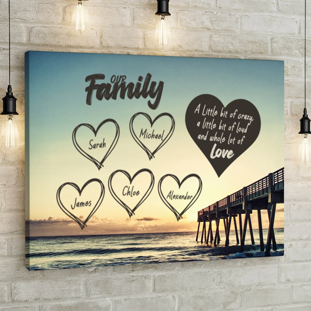 Family Hearts Pier - Personalized Custom Canvas