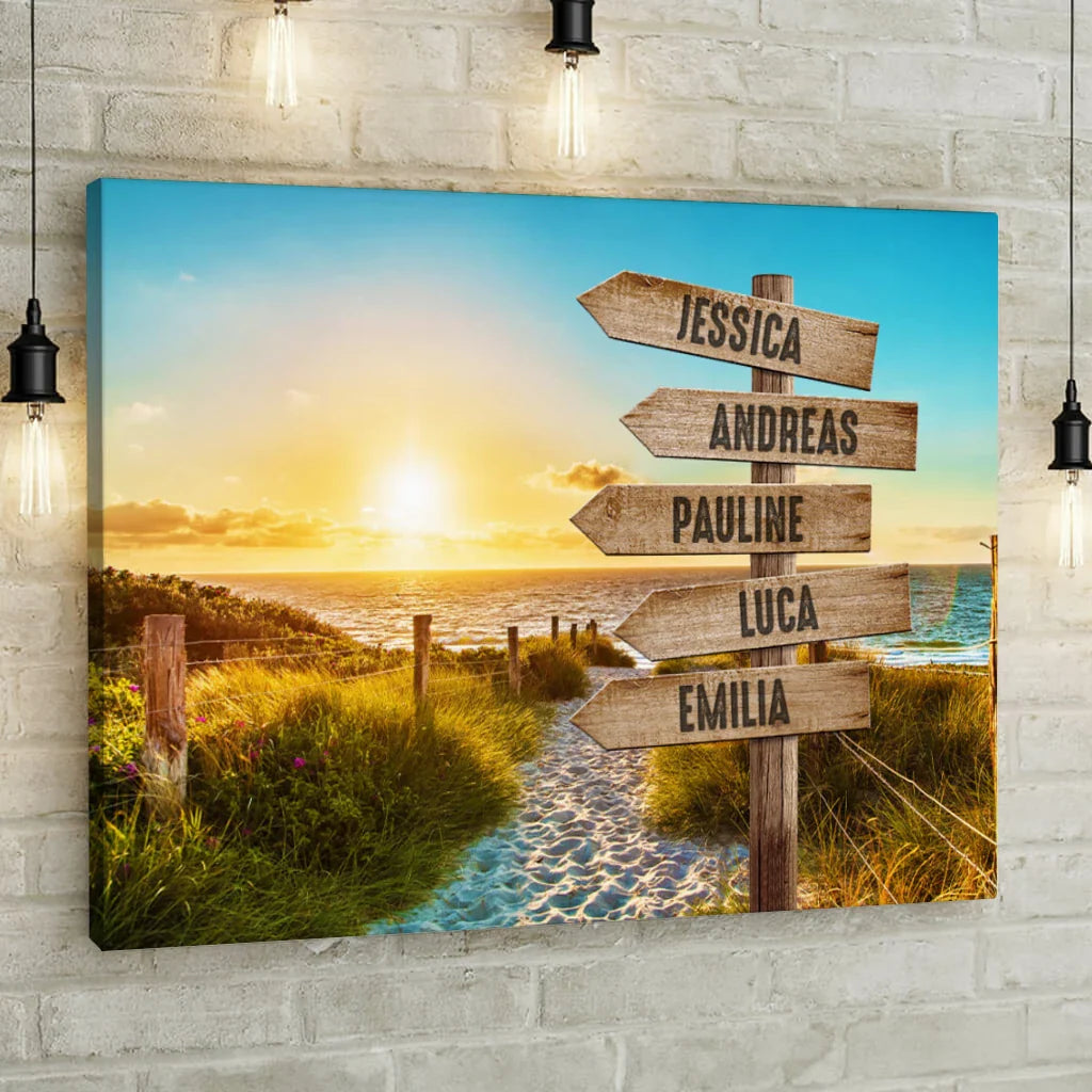 Beach Path - Signpost - Personalized Custom Canvas